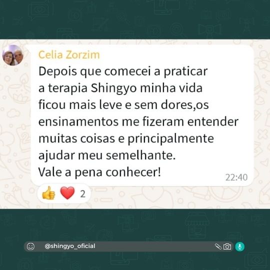 Depoimento publicado no Instagram do Instituto Daishingyo