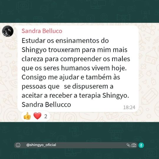 Depoimento publicado no Instagram do Instituto Daishingyo